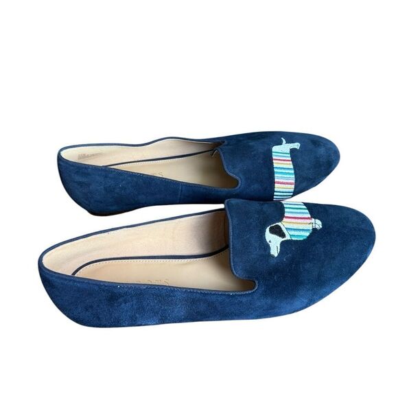 Talbots RYAN EMBROIDERED SUEDE LOAFERS in navy 8.5 - Picture 3 of 8